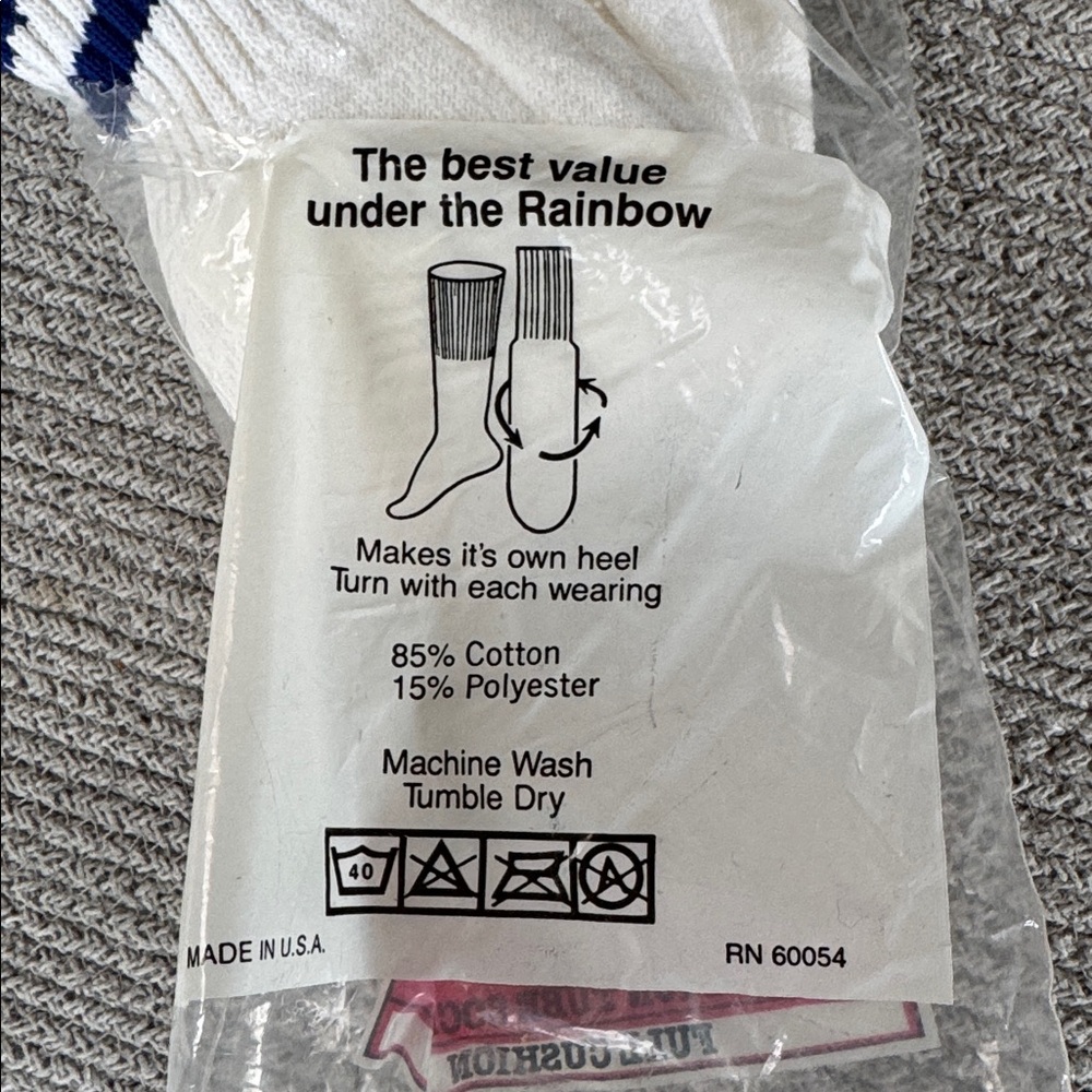 Vintage 80s Striped Cotton Tube Socks New in Package One Missing - Picture 4 of 6